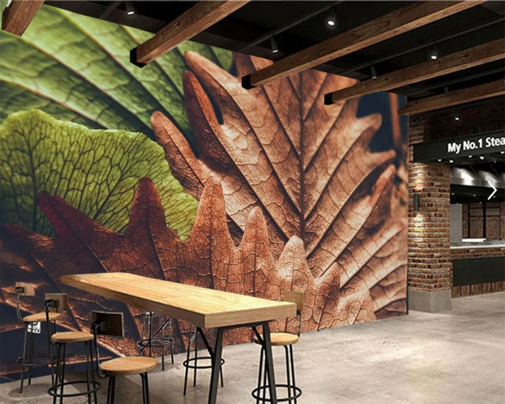 3d обои с листьями для гостиной ТВ диван настенная спальня кухня дома декор