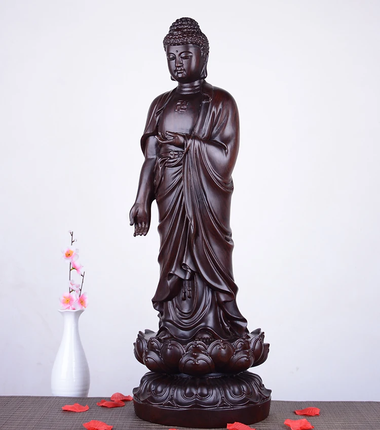 

50cm Large high-quality HOME family living Room Shrine Sakyamuni RULAI Tathagata BUDDHA bless Ebony Wood HAND carving art statue