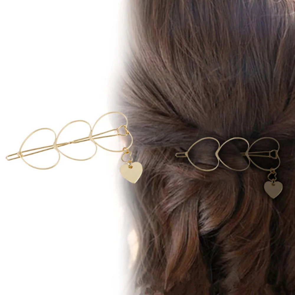 Простая Женская медная полая заколка для волос в форме сердца аксессуары