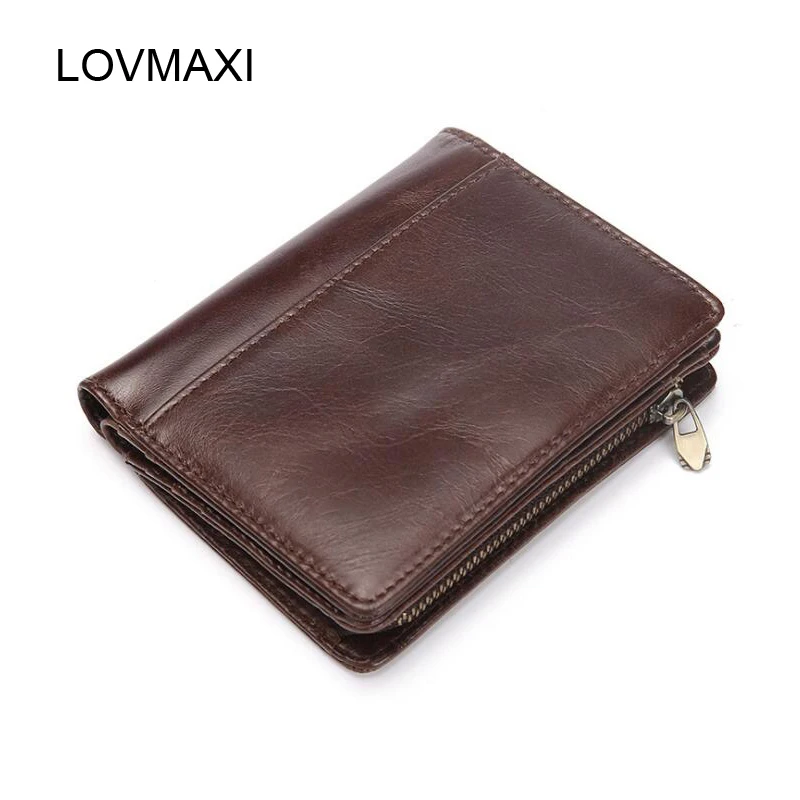 Мужские короткие кошельки LOVMAXI винтажные из 100% натуральной кожи с застежкой