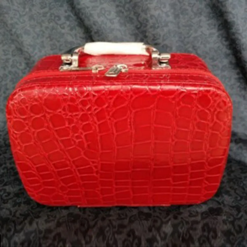 Bright red Хит, маленькие косметички из кожи аллигатора, милый цветок, женская косметичка, женская коробка из искусственной кожи, косметичка из крокодиловой кожи, сумка-тоут OC478 - Цвет: Bright red