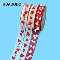 huadodo 10mm 15mm organza ribbon heart wedding ribbons for wedding valentine decoration handmade diy gift wrapping 10meterslot