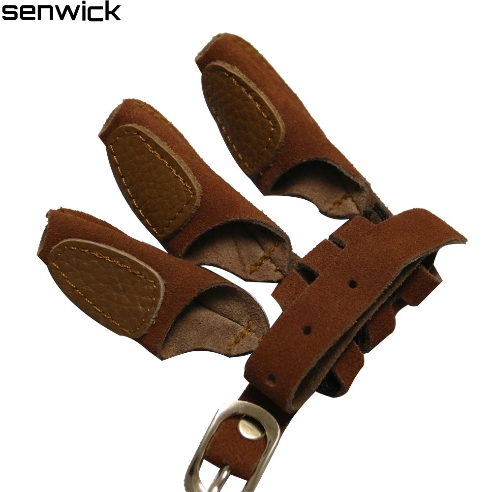 Мягкая Кожа Коровы 3 Finger Guard Съемки Перчатки Пальцев Тянуть Пальца Протектор для