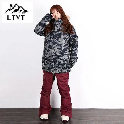 LTVT мужской и женский лыжный костюм из шпона двойная водонепроницаемая одежда для
