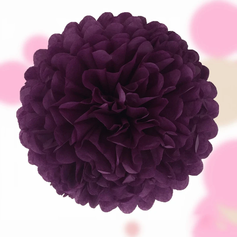 Dark purple FUNNYBUNNY 13 см папиросная бумага помпоны цветочный шар для свадьбы и вечеринки и украшения на открытом воздухе День рождения Свадьба Праздник - Цвет: Dark purple