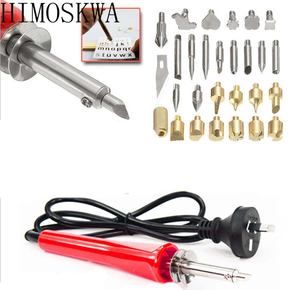 

HIMOSKWA 30pcs Soldering Iron Carving Pyrography Tool Wood Working Burning Pen Welding Tips 220V 30W