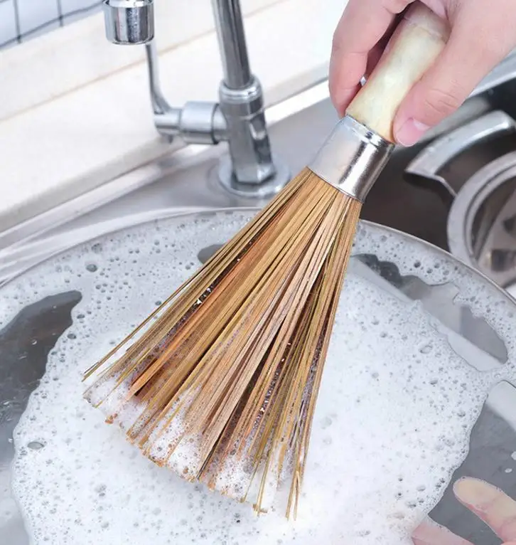 1 шт. креативная Чистящая традиционная натуральная бамбуковая щетка для мытья