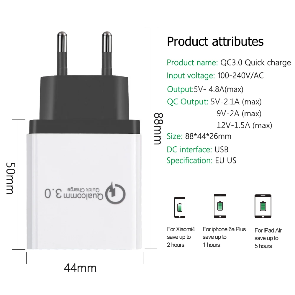 Highever USB Quick Charge 3 0 5 V 3A быстрое настенное зарядное устройство ЕС вилка Мобильный
