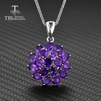 tbj925 sterling silver deep color african amethyst flower shape pendant necklaceearrings chain best nice gift for women wife
