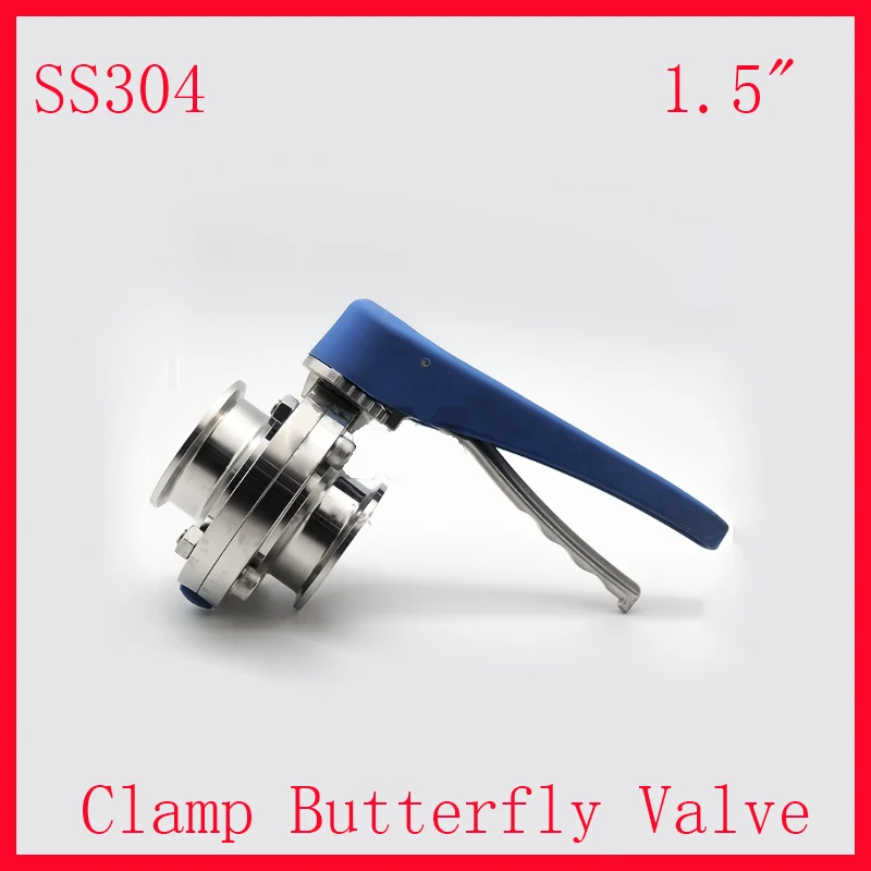 

New Arrival 1.5" SS304 Stainless Steel Sanitary Manual water Butterfly Valve Tri-clamp w plastic Muti-Position Handle