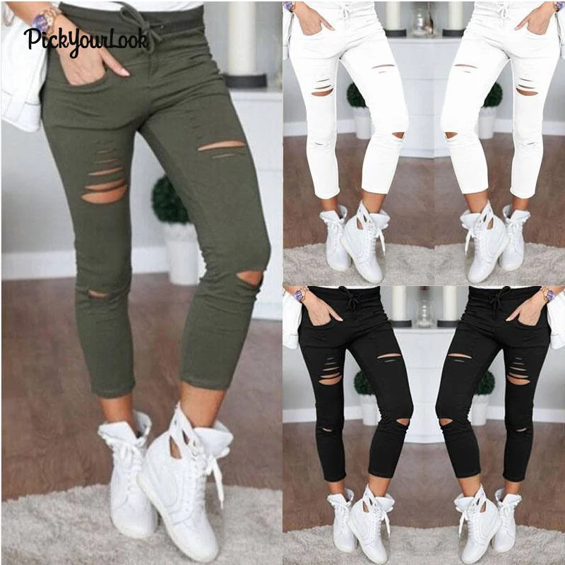 Pickyourlook женские рваные брюки с высокой талией джинсы-скинни трусы леггинсы
