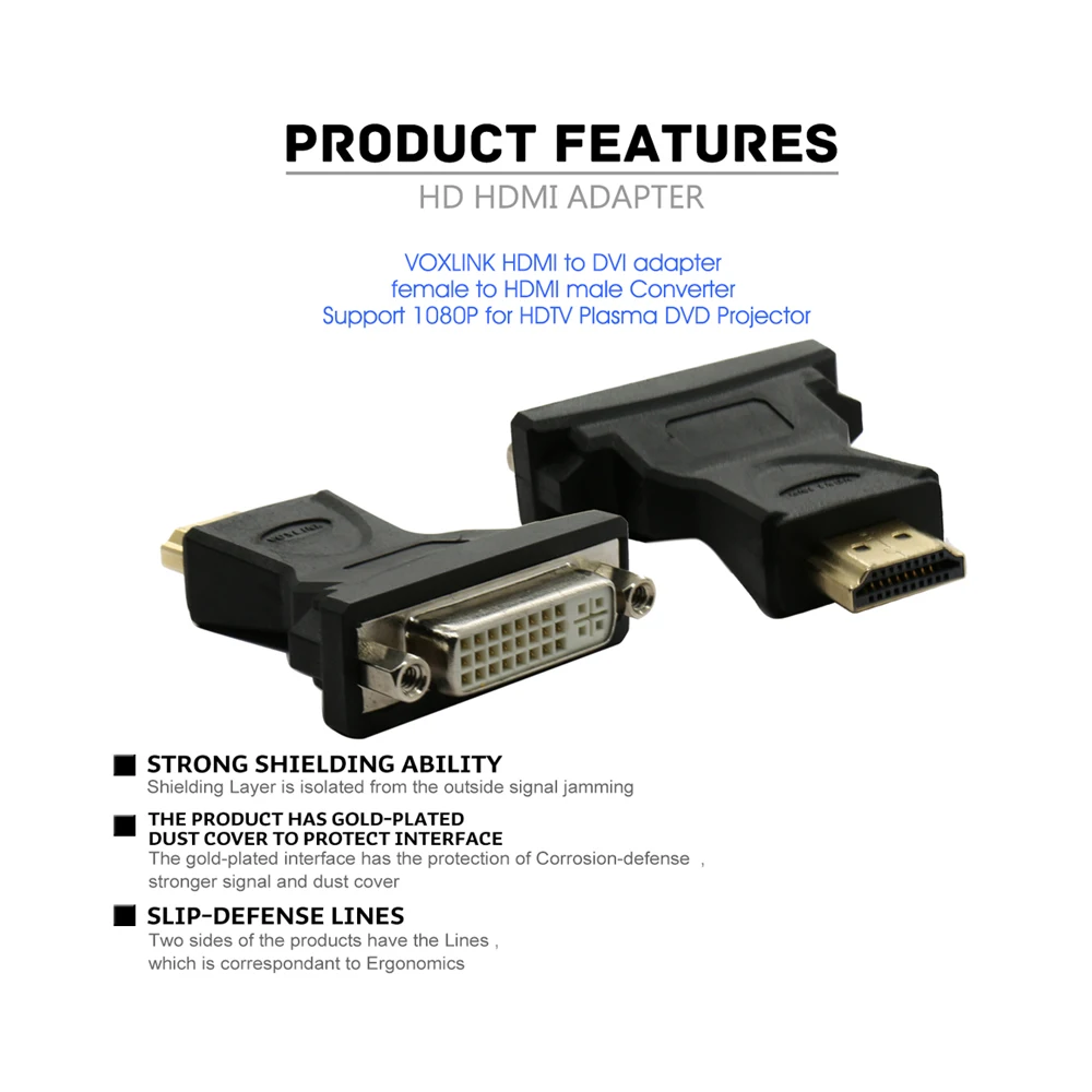 Voxlink HDMI/DVI 24 + 1 адаптер женщин и мужчин 3D 1080 P HD ТВ конвертер для ПК PS3 проектор