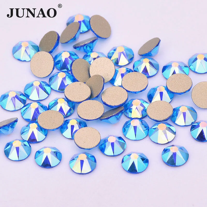 

JUNAO 8 Big 8 Small Cape Blue AB Nail Art Rhinestones Facet Glass Stones Non Hotfix Strass Diamond Crystals Flatback Beads Craft