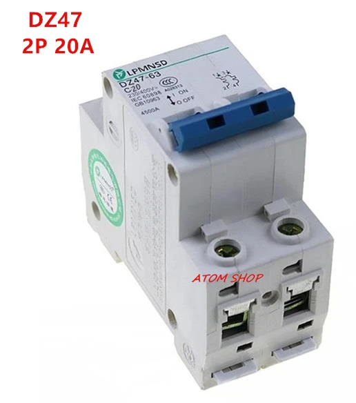 CE mark DZ47 2P 20A 400V ~ 50HZ/60HZ автоматический выключатель AC MCB предохранитель безопасности