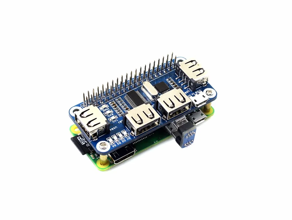 4-портовый USB-концентратор Waveshare для RPi Zero / W/B + /2B /3B USB UART последовательной отладки