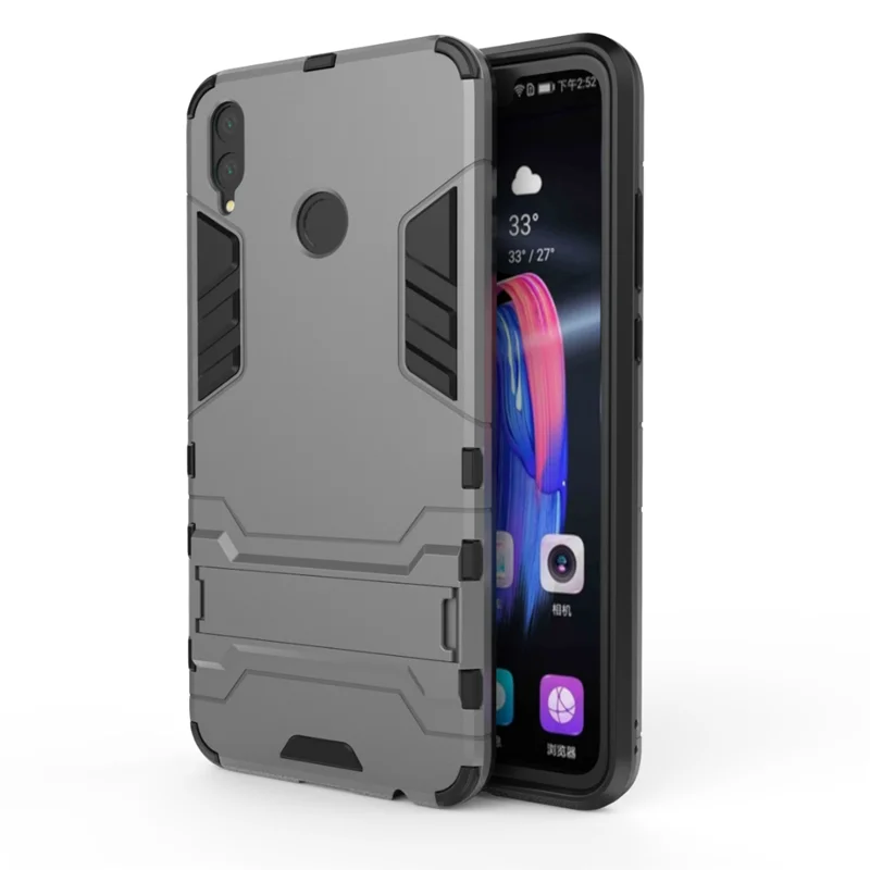 Чехол Coque для Honor 8X, чехлы для huawei Honor 8X, силиконовая твердая пластмассовая броня, оригинальная Роскошная Противоударная подставка - Цвет: Серый