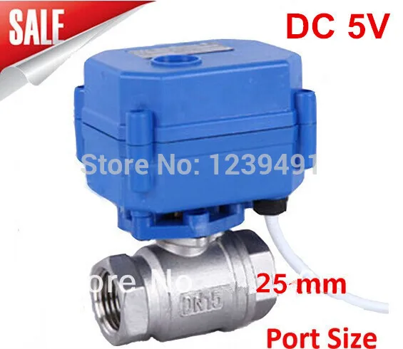 

Моторизованный шаровой клапан 1 "DN25 DC5V ,CR03 провода 2 way Нержавеющая сталь 304 Электрический шаровой кран