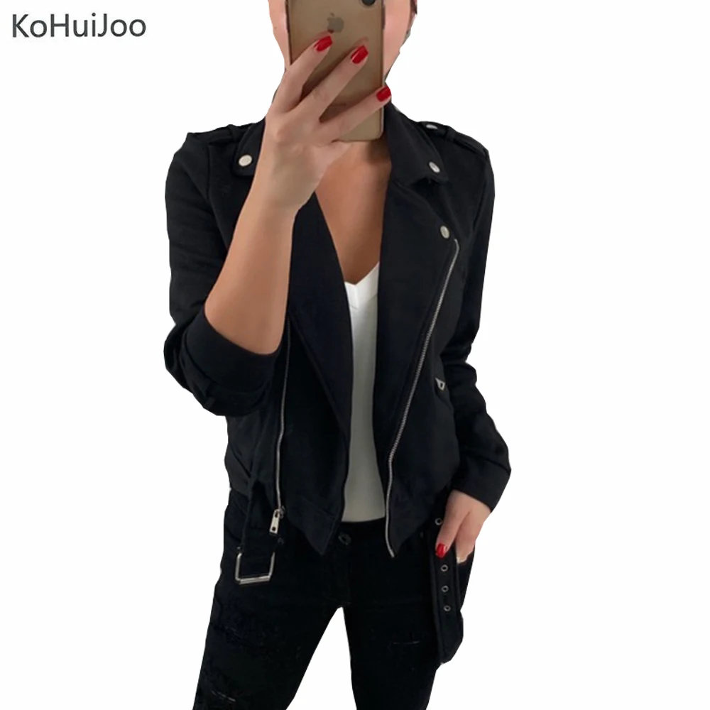 Женская толстовка с капюшоном KoHuiJoo черная/белая на молнии длинным рукавом