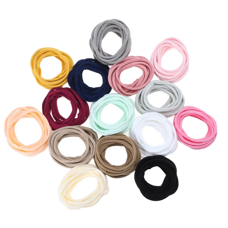 10pcs/lot Nylon Elastic Headbands For Children Diameter DIY Hair Accessory One Size Soild Hairband baby headbands