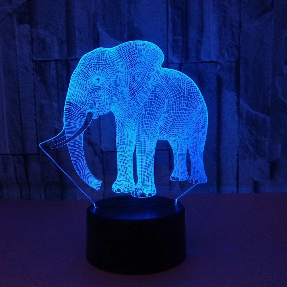 Новый Слон 3d лампа акриловый визуальный Usb маленький Ночной светильник