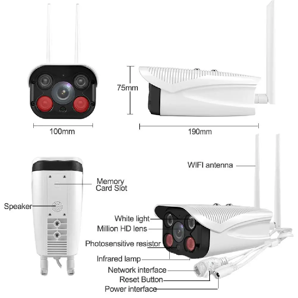 HD1080P наружная WiFi ip-камера двойная 2,4G антенна ночного видения полноцветный водонепроницаемый двойной светильник с источником высокого разрешения для дома