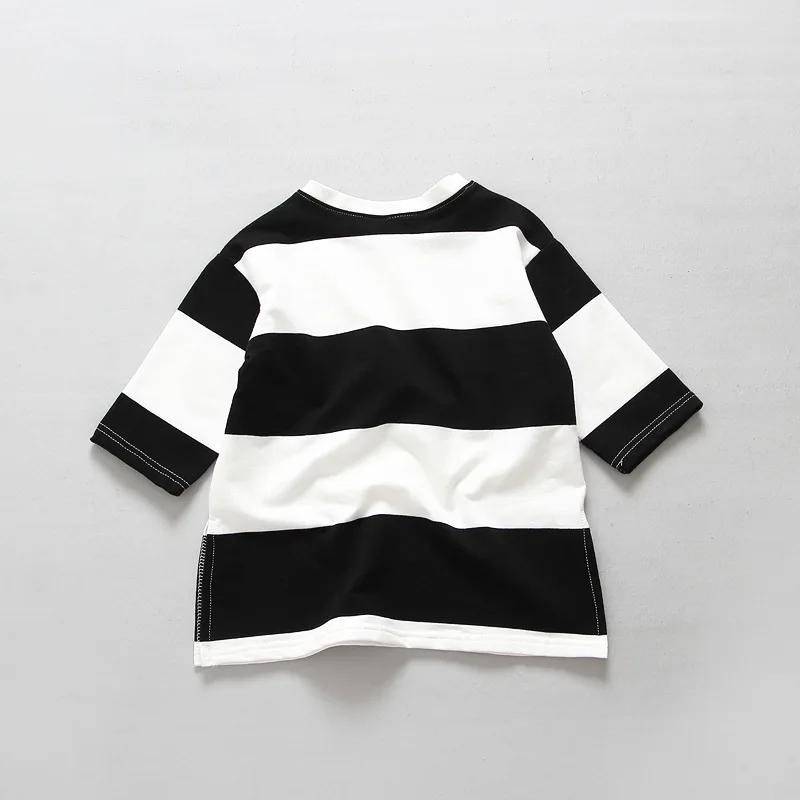 Toddler Clothes 2016 Autumn New Korean Style Long Sleeve A-line Pure Cotton Black+ White Striped O-neck Casual Fashion Dress | Детская