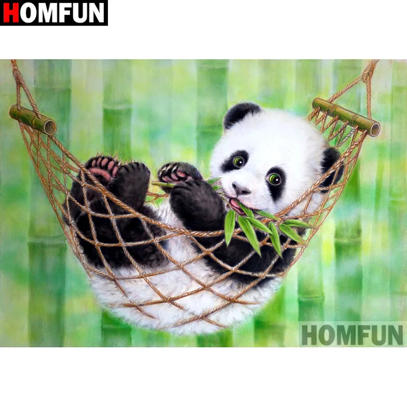 Алмазная живопись HOMFUN панда вышивка крестиком сделай сам квадратная/круглая
