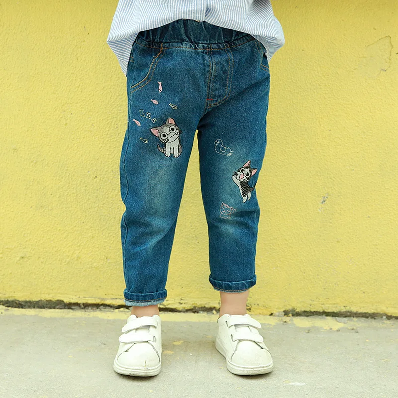 Весна 2017 джинсовые брюки для девочек детские джинсы детская одежда повседневные
