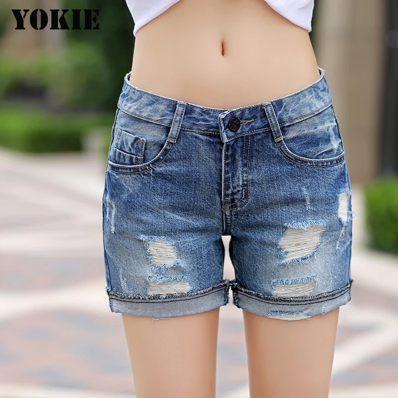 Шорты женские винтажные однотонная джинсовая панк шорты с высокой талией Летние