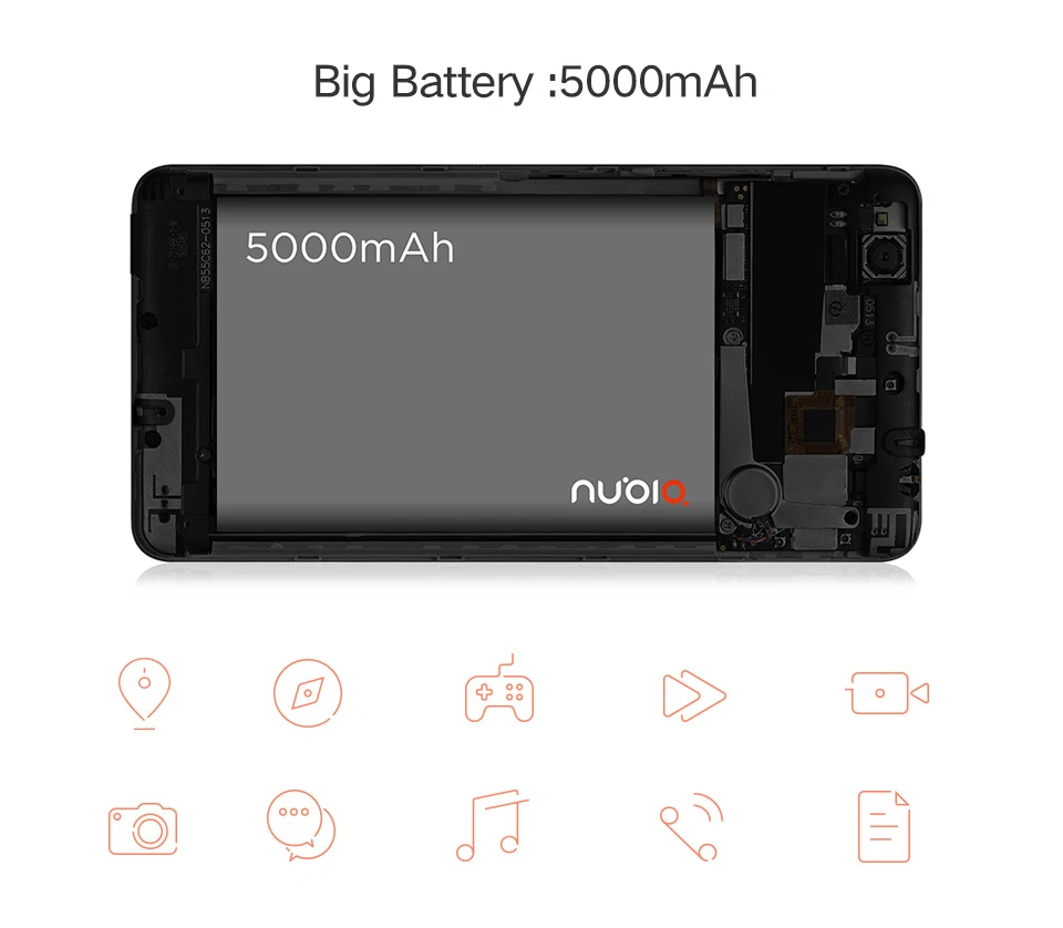 Мобильный телефон Nubia N2 4G LTE MT6750, четыре ядра, 4 Гб ОЗУ, 64 Гб ПЗУ, 5,5 дюйма, фронтальная камера 16.мп, задняя камера 13,0 МП, 5000 мА/ч, идентификация отпечатка пальца