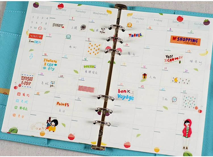 

Kawaii Cute Flower Colorful Refiller Paper Monthly Weekly To Do List Gird Kraft Inner Page For Binder Notebook Matching Filofax