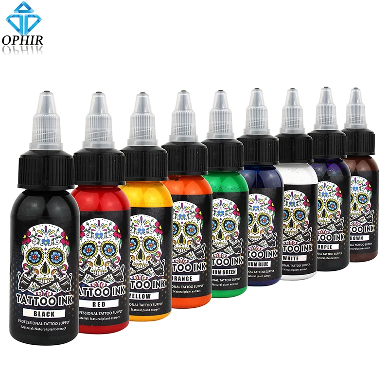 Чернила для перманентных татуировок OPHIR 9 цветов 30 мл/бутылка|tattoo ink pigment|permanent tattoo