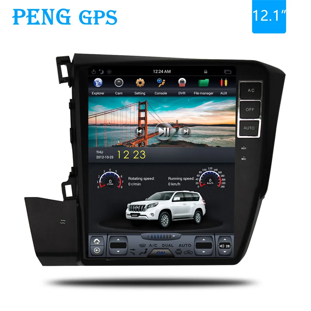 Android 8 1 10 4 &quotTesla Стиль Вертикальное автомобильное радио gps стерео для Honda civic 2012 +