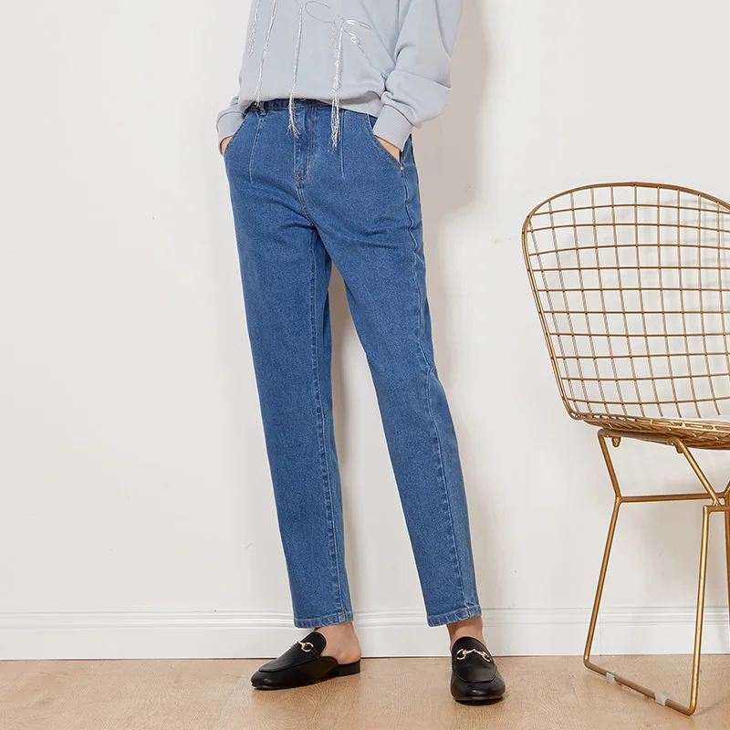 Женские винтажные джинсы LEIJIJEANS, модные голубые джинсы полной длины, с высокой посадкой, большие размеры, весна-лето