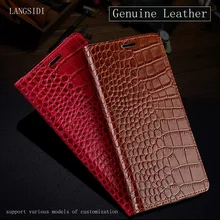 Leather book Flip Case for Samsung Galaxy A50 A70 s10 s20 A9 A8 2018 a51 a71 crocodile pattern Genuine Leather Cover kickstand
