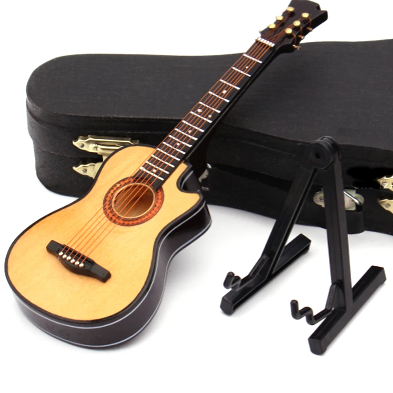Acoustic A 100MM Мини классическая гитара с поддержкой миниатюрные деревянные музыкальные инструменты коллекция декоративные украшения модель украшения подарки - Цвет: Acoustic A 100MM