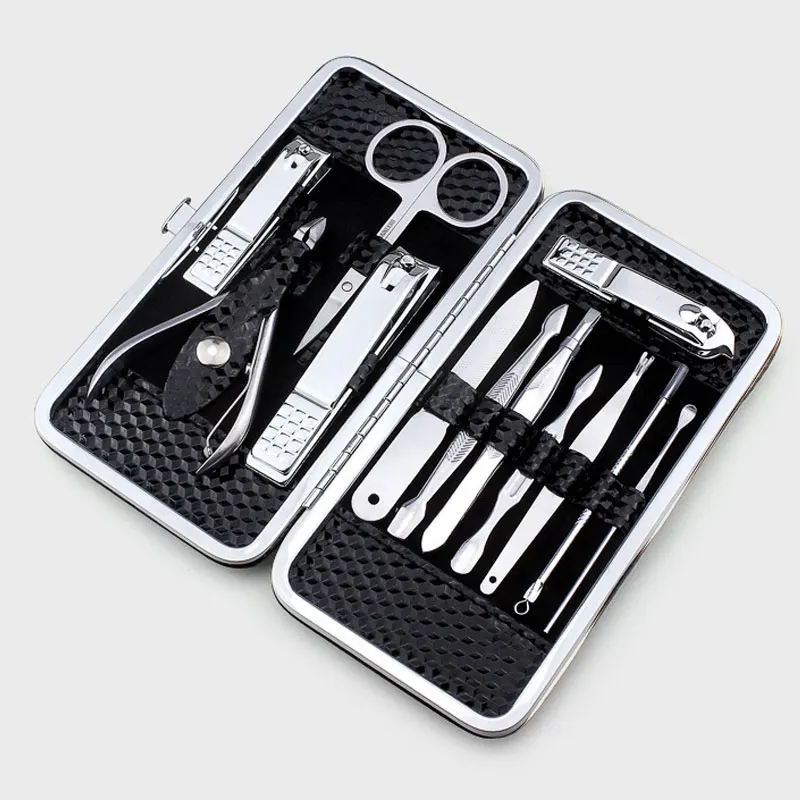 

New 12 pcs Manicure Set Portable Stainless Steel Nail Clipper Kit Finger Plier Pedicure Tweezers Nail Sissors Nail Care Tools