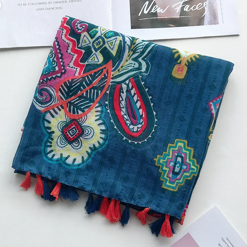 2019 Fashion Paisley Print Tassel Scarves And Shawl Beautiful Floral Foulard Wrap Scarf Hijab Muffler Free Shipping |