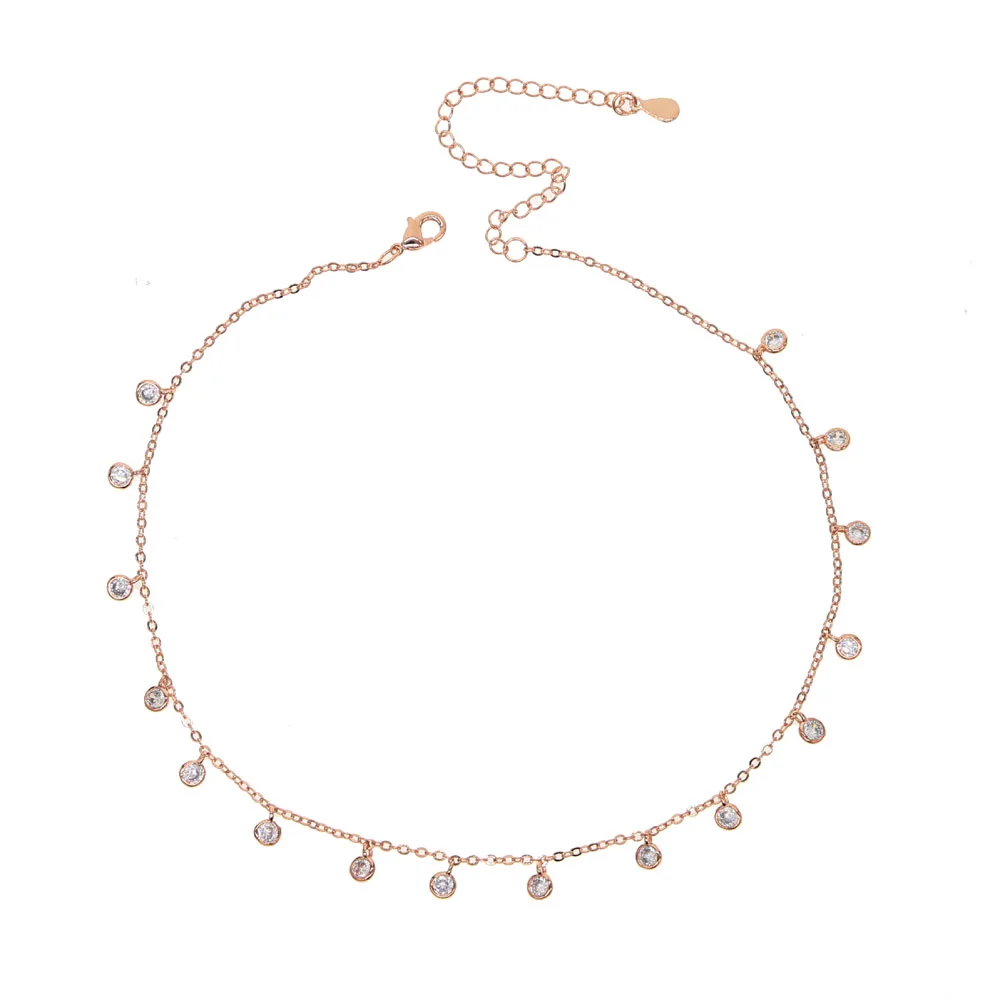 Ожерелье женское Короткое из фианита 32 + 8 см|link chain|short necklacenecklace layer |