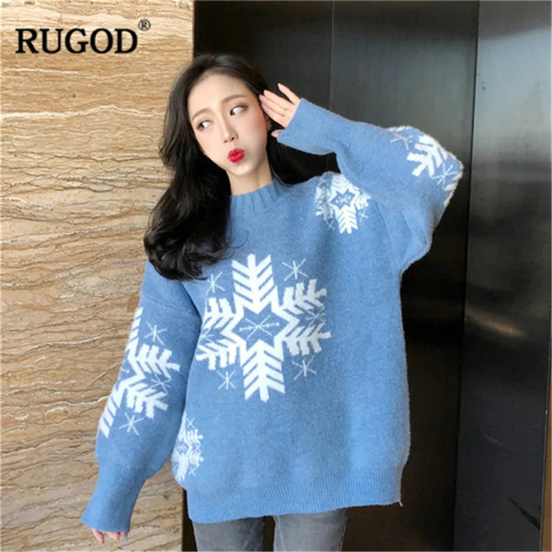 RUGOD/Винтажные Модные женские пуловеры с круглым вырезом однотонные Свободные