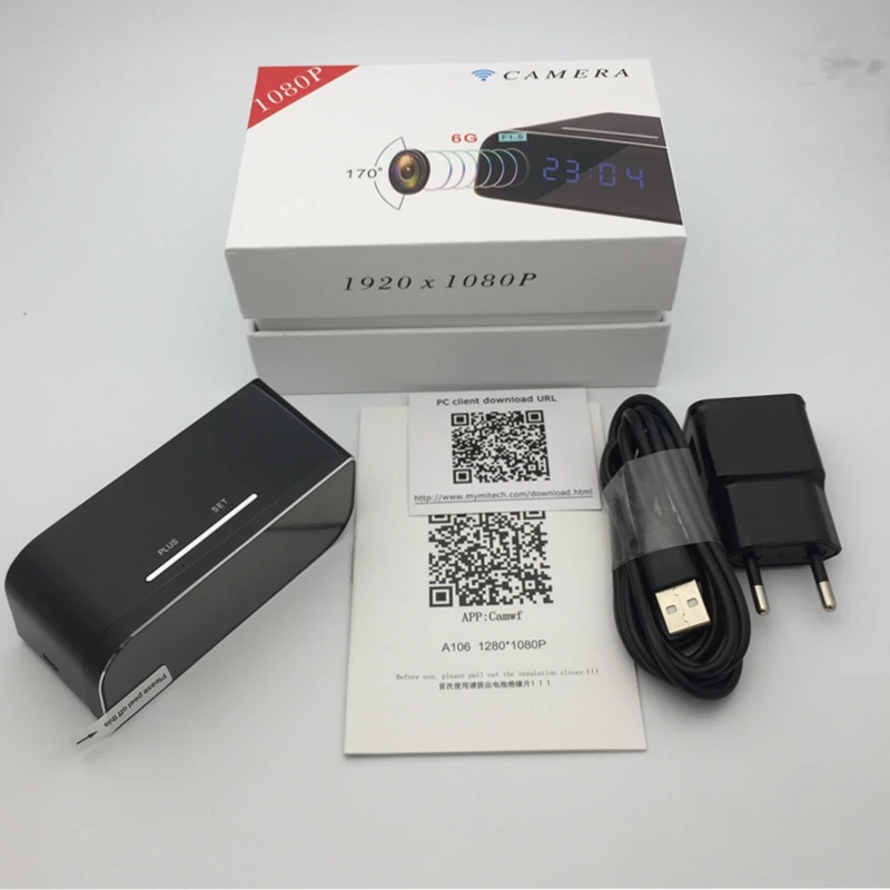 Полный HD 1920x1080 WiFi Мини-камера Настольные часы с ночным видением Беспроводная камера для няни IP Поддержка просмотра видео на Android/iOS телефоне.