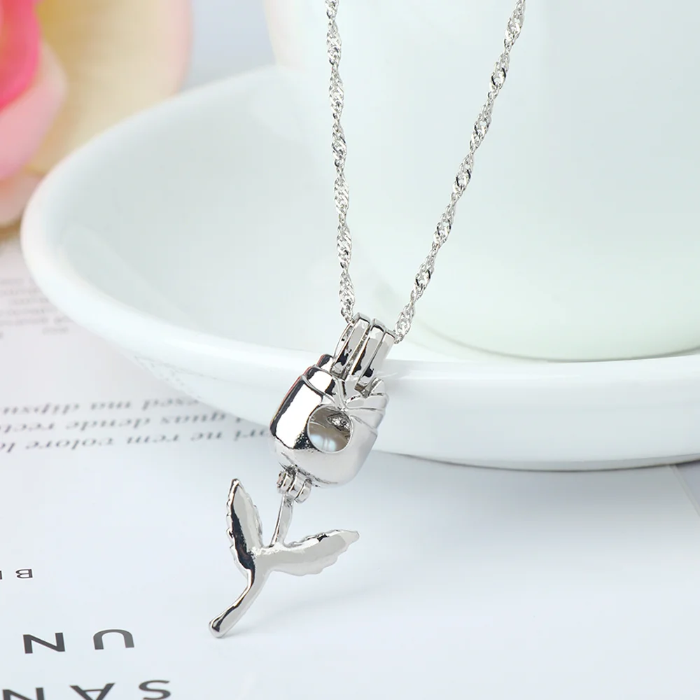 Rose Flower Hollow Necklace Mosaic Simulation Pearl Pendant Women Elegant Jewelry Gift collana | Украшения и аксессуары