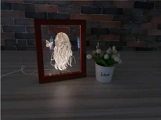 New 3d Creative novelty warm led Acrylic table desk lamp light Unique decorative Album frames nightlights Lamp | Лампы и освещение
