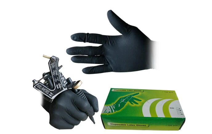 Лидер продаж 100 шт. мягкие нитриловые тату-перчатки черные Большие одноразовые