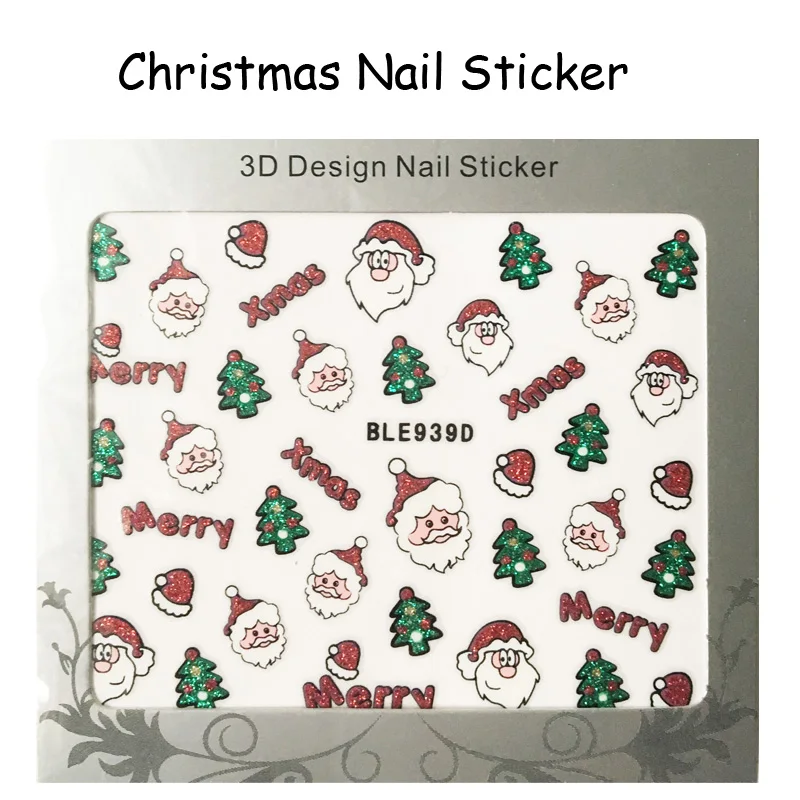 FOREVERJASMINE 5 шт. Блестящий стикер для дизайна ногтей Рождество Санта-Клаус наклейка