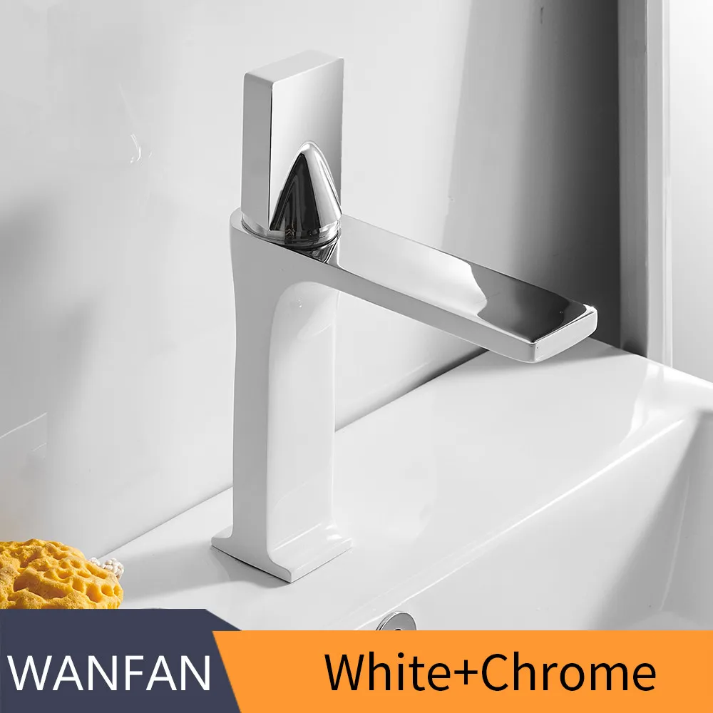 White and Chrome Смеситель для раковины в стиле ретро, белый кран, кран для раковины в ванной, кран с одной ручкой и отверстием на бортике, смеситель для горячей и холодной воды, кран 855002 - Цвет: White and Chrome