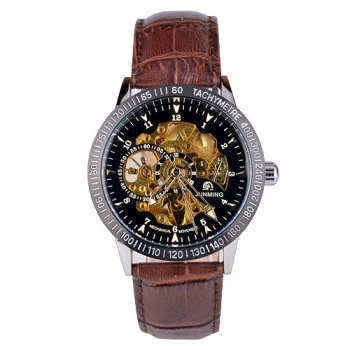 Selling new JUNMING luxury of CTT hollow out mechanical watch fashion men's leather the man best gift relogio | Наручные часы