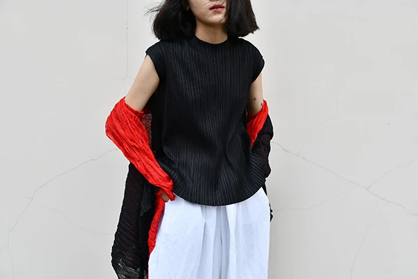 Дизайнерские плиссированные топы MIYAKE черного цвета; ; chenrui