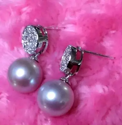 Бесплатная доставка благородные украшения огромная пара 10-11 мм AAA Южное море