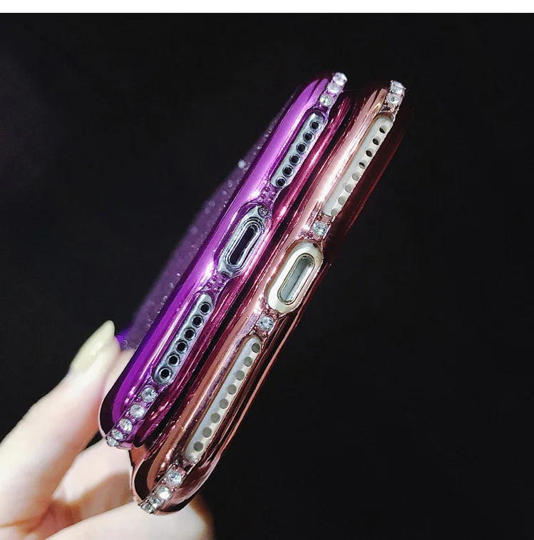 Блестящий чехол со стразами для Apple iPhone 6 6S 7 8 Plus X XR XS Max задняя крышка мягкий